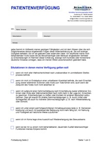 Patientenverfügung Formular Muster pdf